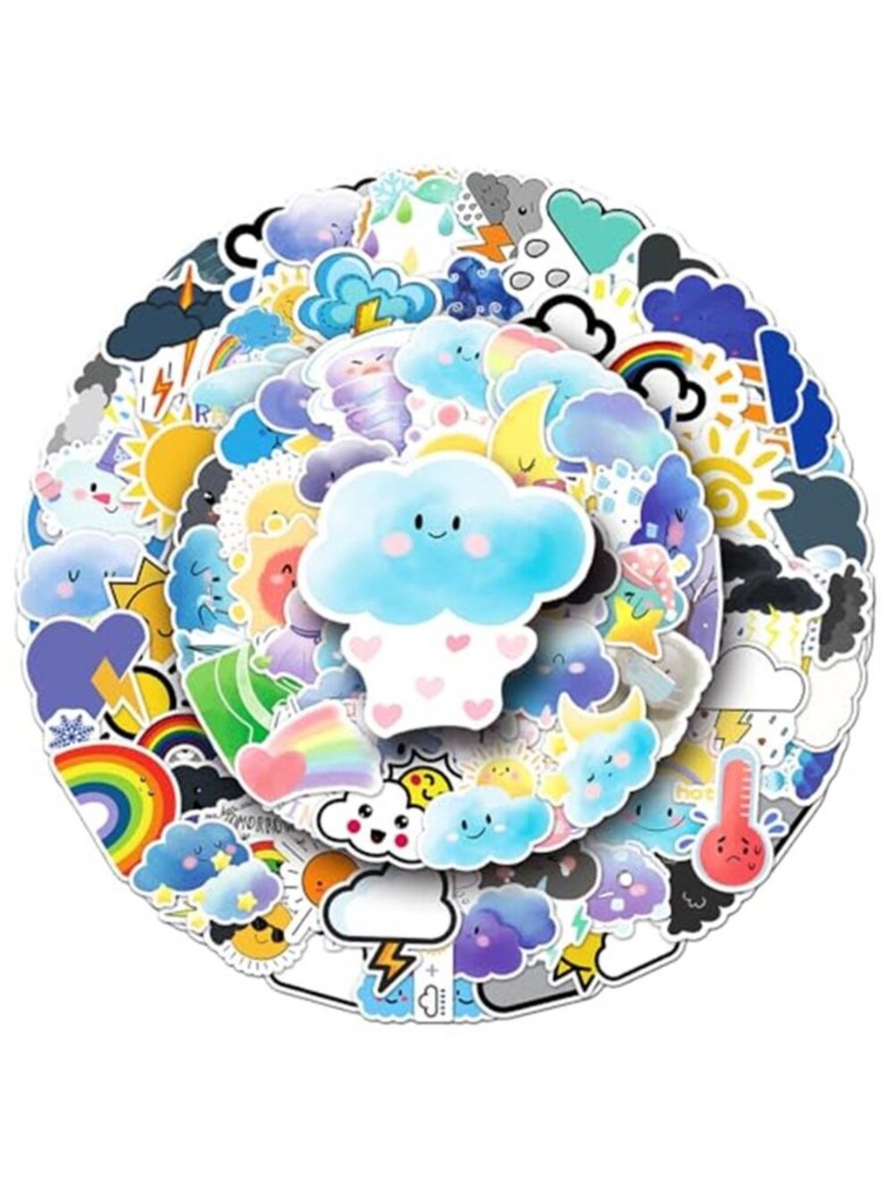 100 PCS Playful Waterproof Cartoon Weather Vinyl Stickers Pack